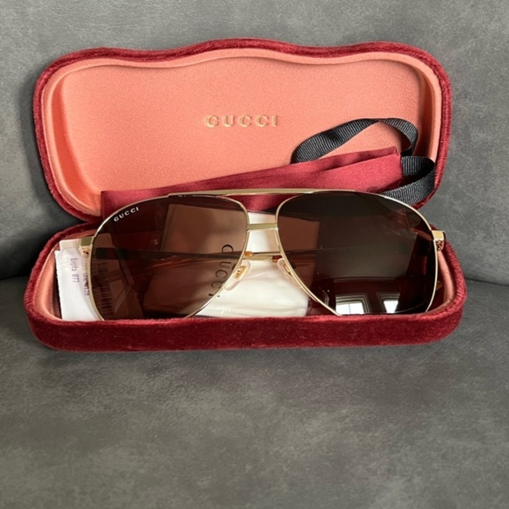 GUCCI AVIATOR SUNGLASSES GG1677S 002 | GOLD NWT - Picture 7 of 7
